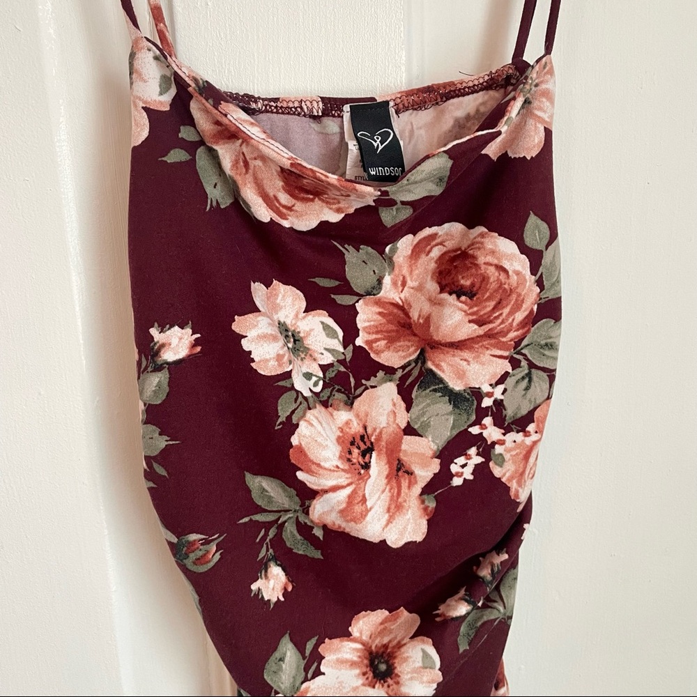 Windsor Floral Lover Bodycon Midi Dress, Size Medium, Maroon - Picture 4 of 8